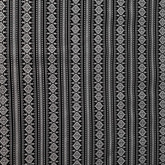 100% Cotton Fabric - Black Stripe Print - Width 58 Inches